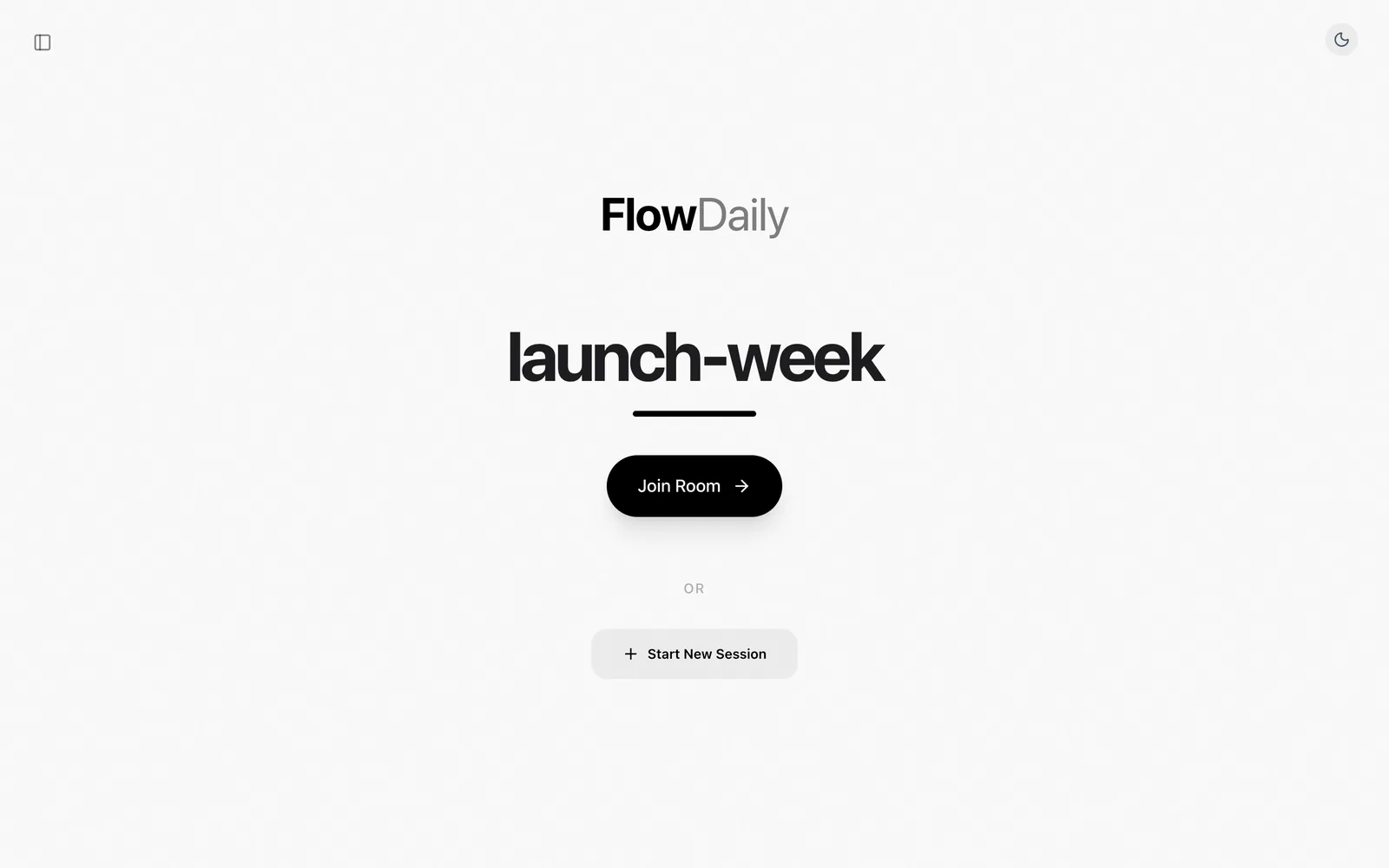 The FlowDaily start screen with a Join Room button.