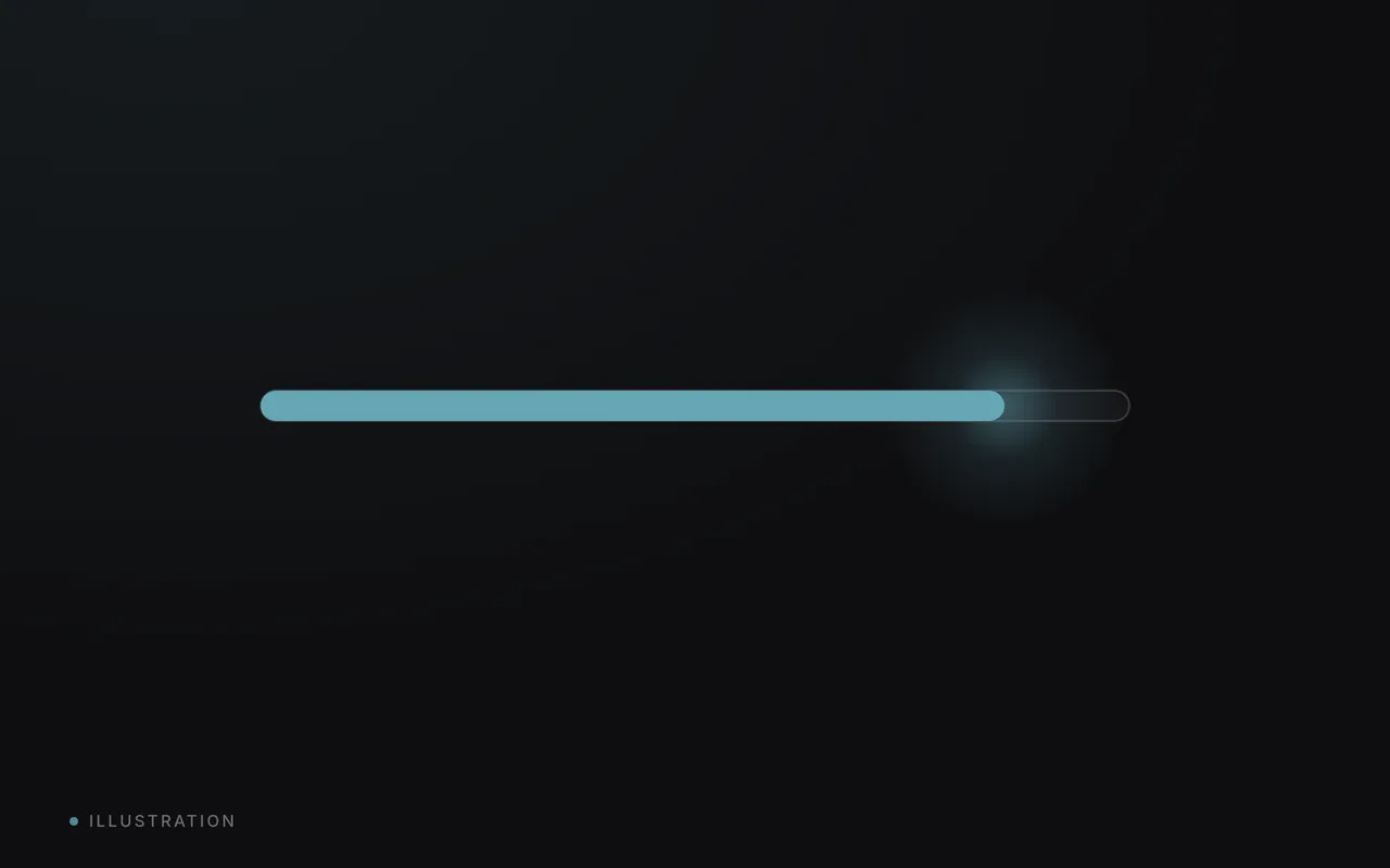 A progress bar nearly full, finishing quickly.